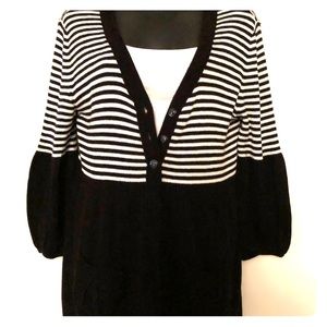 Daisy Fuentes Button up striped sweater size large